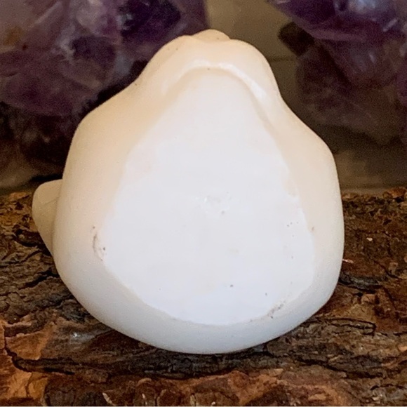 White Jade Cat Head Skull Carving Three Eyed Cat Carved Figurine Figure 1.5" 55g - Picture 10 of 12